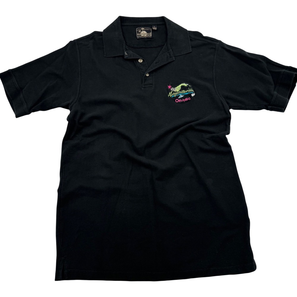 Jimmy Buffett Margaritaville Orlando Mens Polo Shirt Black Cotton Large L